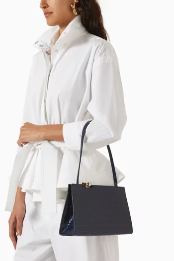 Salon Shoulder Bag in Crocodile-embossed Leather
