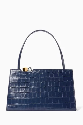 Salon Shoulder Bag in Crocodile-embossed Leather