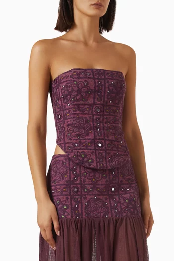 Folkora Embellished Bodice Top
