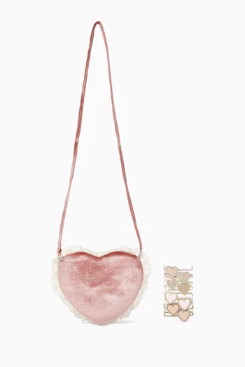 Scalloped Heart Bag & Hair Ties Set