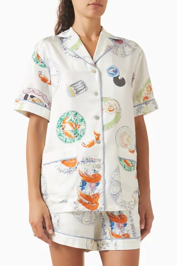 Ingo Córdoba Seafood Pyjama Set in Silk Twill