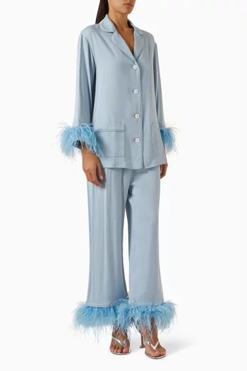 Party Feather Pyjama Set in Viscose