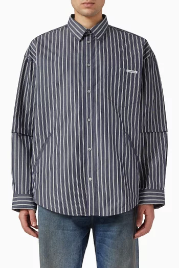 Double-sleeve Striped Shirt in Cotton Poplin