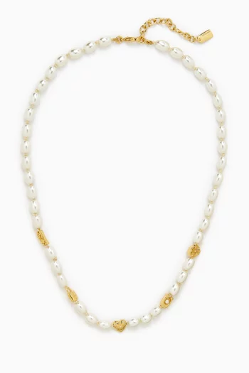 Iconic Pearl Station Necklace in Metal