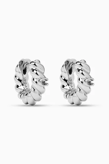 C Twisted Huggie Earrings in Metal