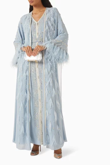 Embellished Feather-cuff Kaftan