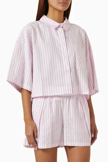 Striped Box-fit Shirt in Cotton-poplin