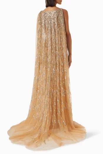Sequin Cape Gown