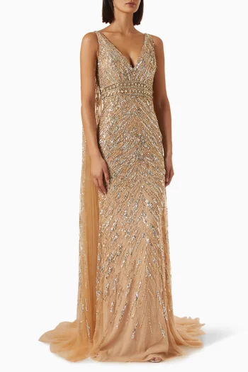 Sequin Cape Gown