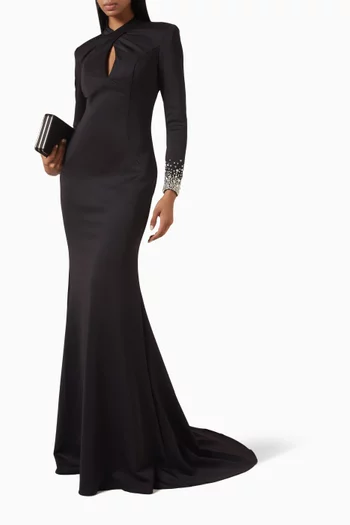Embellished Gown in Crepe
