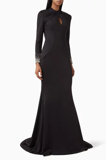 Embellished Gown in Crepe