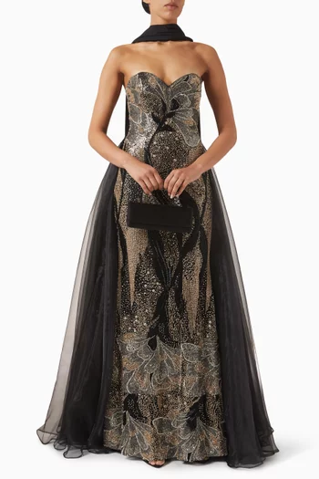 Beaded Strapless Gown