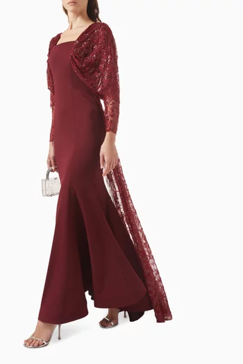 Embellished Drape Maxi Dress