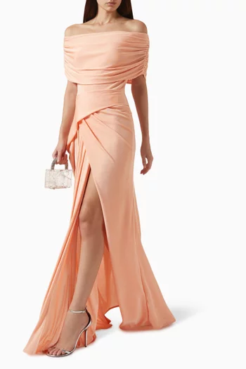 Off-shoulder Gown in Lurex-jersey