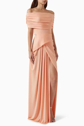 Off-shoulder Gown in Lurex-jersey