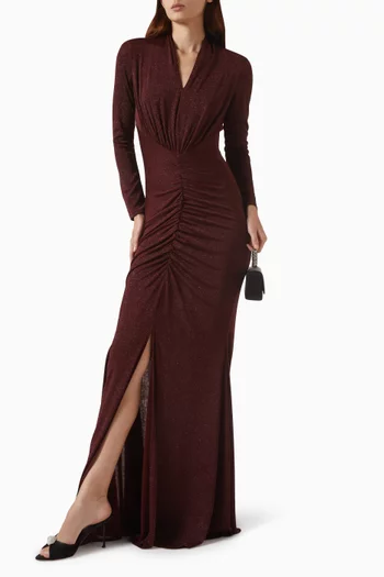 Ruched Gown in Lurex-jerseu