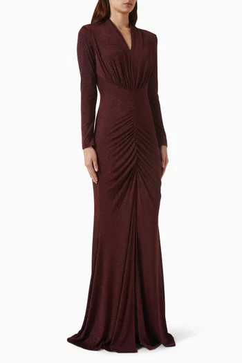 Ruched Gown in Lurex-jerseu