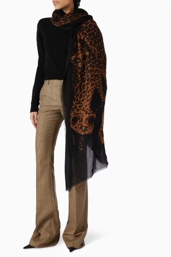 Leopard Stole in Wool Twill