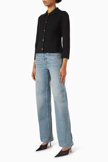 Polo Cardigan in Virgin Wool