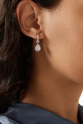 Petite Pear Hoop Earrings in 9kt White Gold