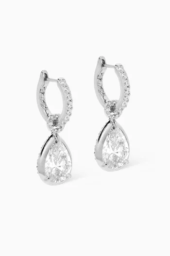 Petite Pear Hoop Earrings in 9kt White Gold