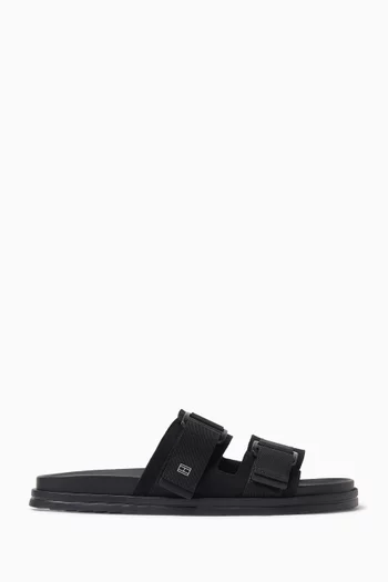 Webbing Strap Buckle Sandals in Suede