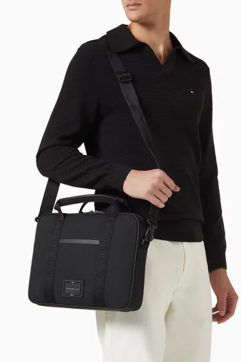 Logo Patch Laptop Bag in Textile