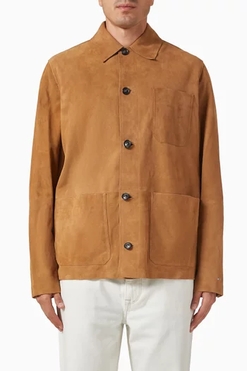 Embossed Logo Chore Jacket in Suede