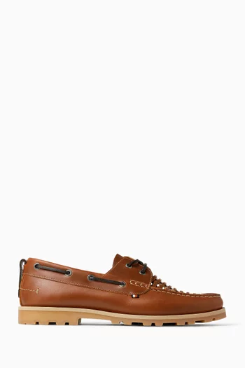 Braided Boat Shoes in Leather