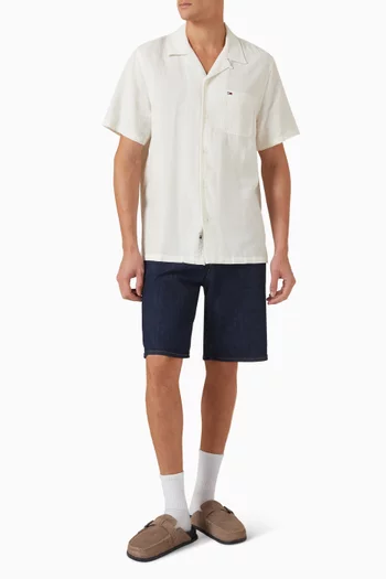 Camp-collar Shirt in Linen-cotton