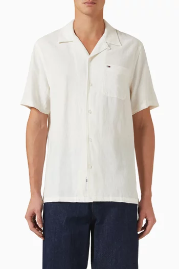 Camp-collar Shirt in Linen-cotton