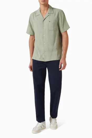 Camp-collar Shirt in Linen-cotton