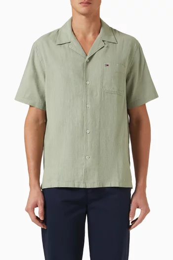 Camp-collar Shirt in Linen-cotton
