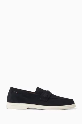 Flag Plaque Loafers in Suede