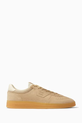 The Greenwich Metallic Logo Sneakers in Suede