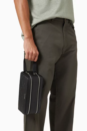 Embossed Emblem Logo Dopp Kit in Leather