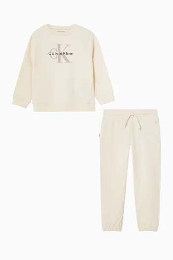 Logo Sweatshirt & Sweatpants Set in Cotton
