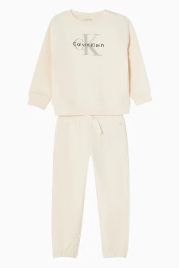 Logo Sweatshirt & Sweatpants Set in Cotton