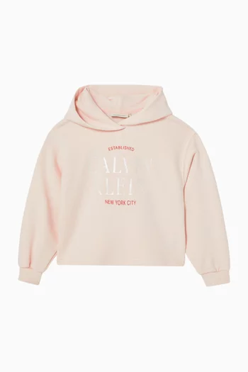 Logo Boxy Fit Hoodie in Cotton-blend