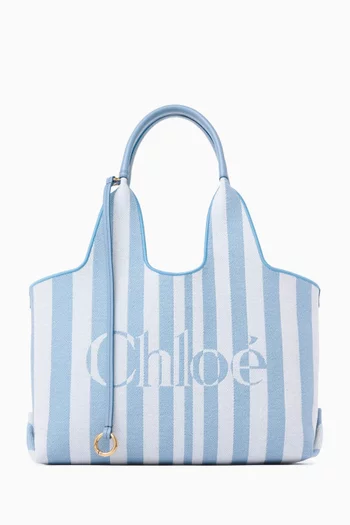 Striped East-West Tote Bag in Jacquard
