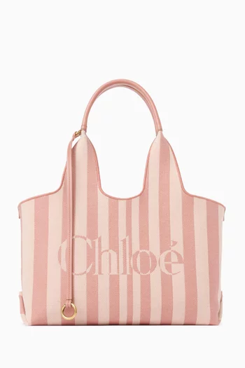 Striped East-West Tote Bag in Jacquard