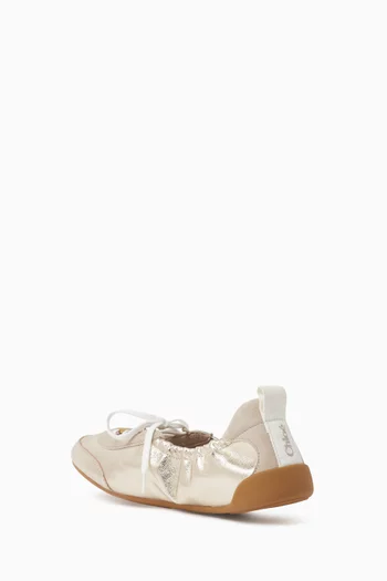 Kick Hybrid Ballerina Sneakers in Metallic Leather