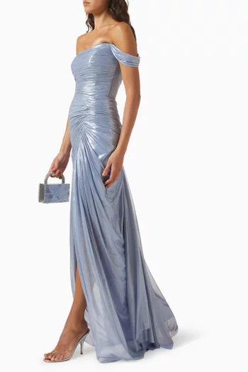 Muse Off-shoulder Maxi Dress in Tulle