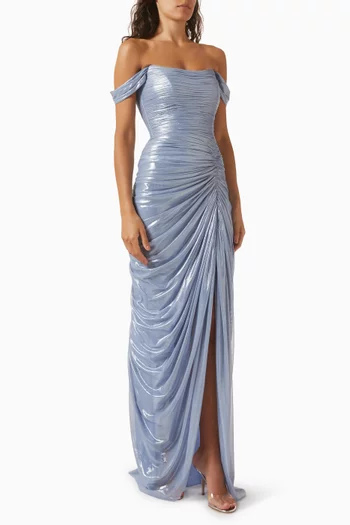 Muse Off-shoulder Maxi Dress in Tulle