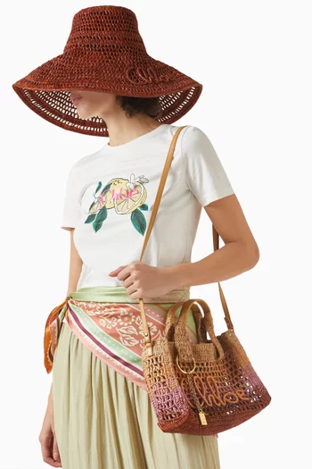 Small Banana East-West Tote Bag in Raffia