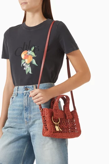 Mini Summer Banana Tote Bag in Raffia