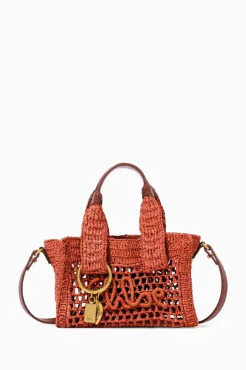 Mini Summer Banana Tote Bag in Raffia
