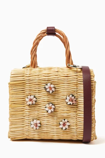 Mini Shella Top-handle Bag in Straw