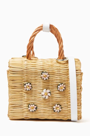 Mini Shella Top-handle Bag in Straw