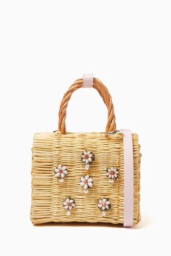 Mini Shella Top-handle Bag in Straw